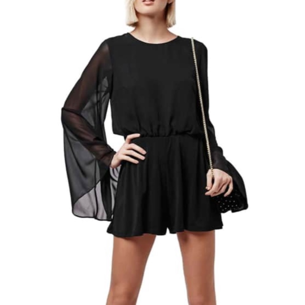 Topshop Black Long Sleeve Romper